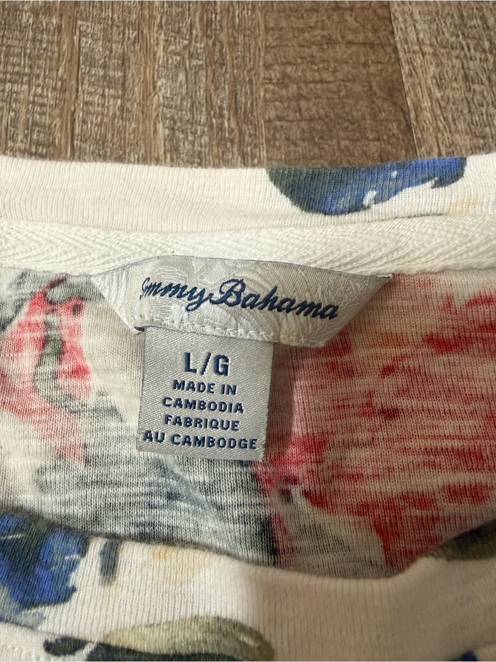 Tommy Bahama Cream Top with Red and Navy Floral Print - Picture 4 of 6
